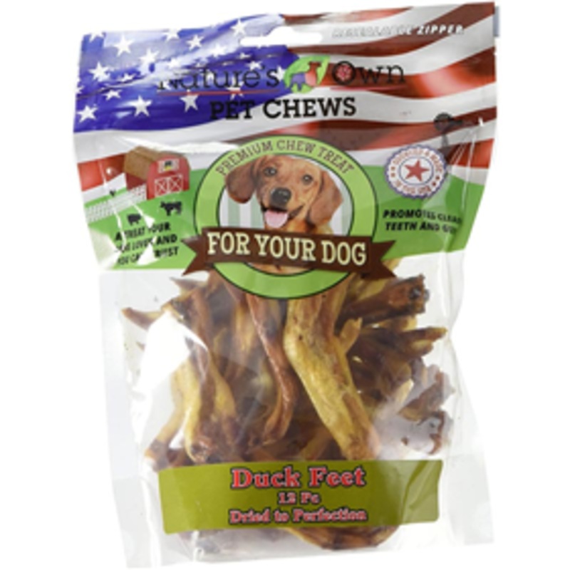 Nature’s Own Pet Chews Premium Chew Treat for Dogs Duck Feet 12ct