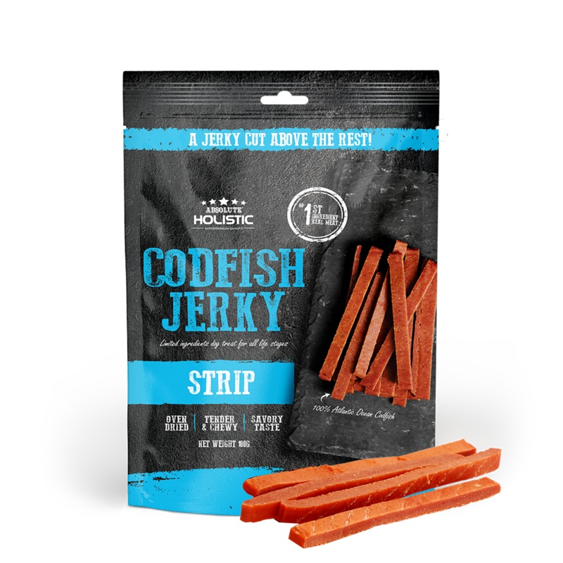 Absolute Holistic Dog Treats Codfish Jerky Strip 100g