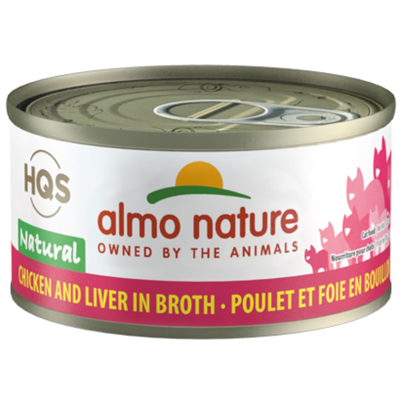 Almo Nature HQS Natural Chicken And Liver In Broth Canned Cat Food: 2.47- Oz Cans, Case of 24