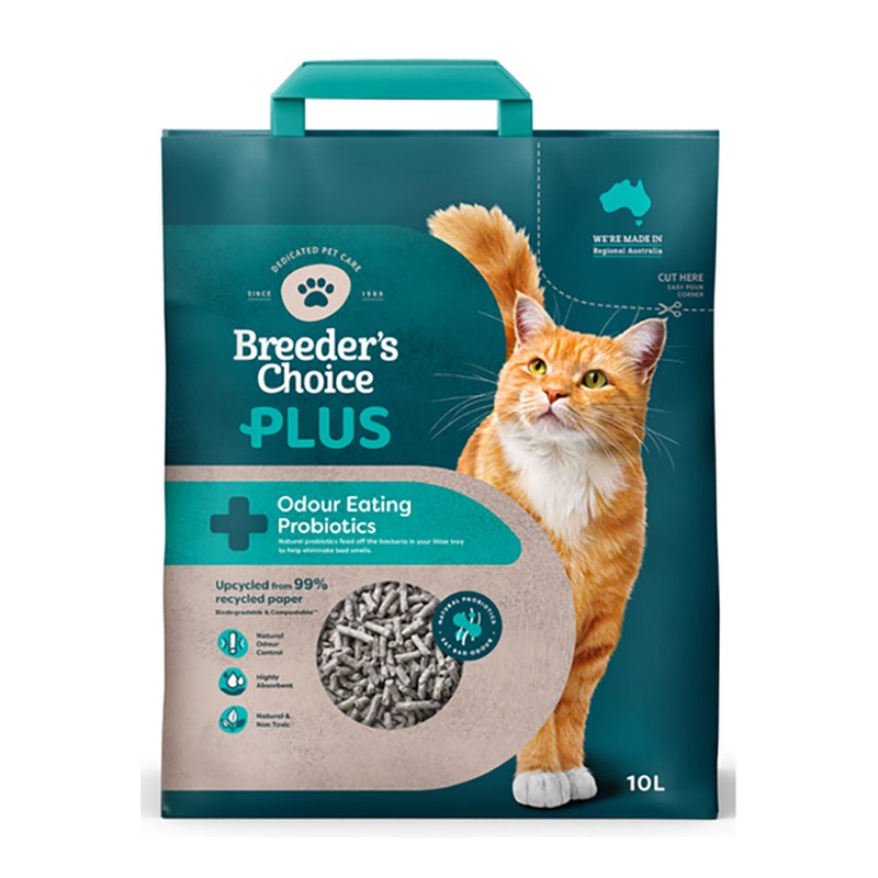 Breeder’s Choice PLUS Probiotics Non-Clumping Recycled Paper Cat Litter 10L