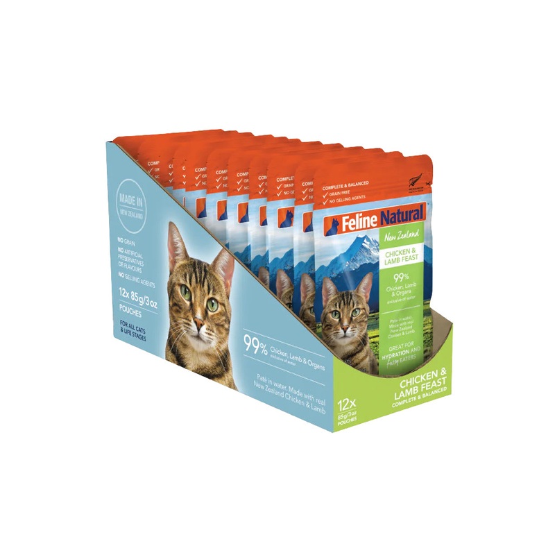 Feline Natural Chicken & Lamb Feast Pouch Wet Cat Food 85g x 12