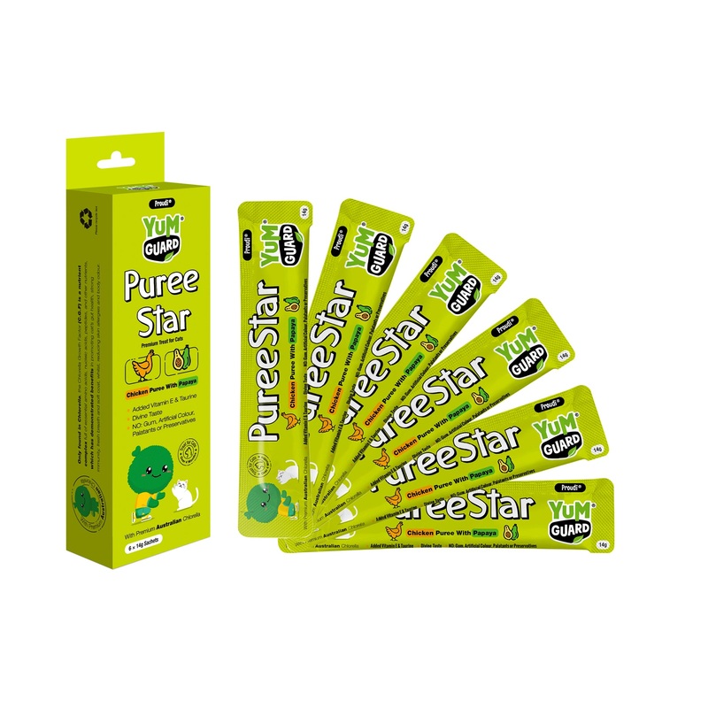 YumGuard Puree Star Chicken with Papaya Cat Treat 14g x 6