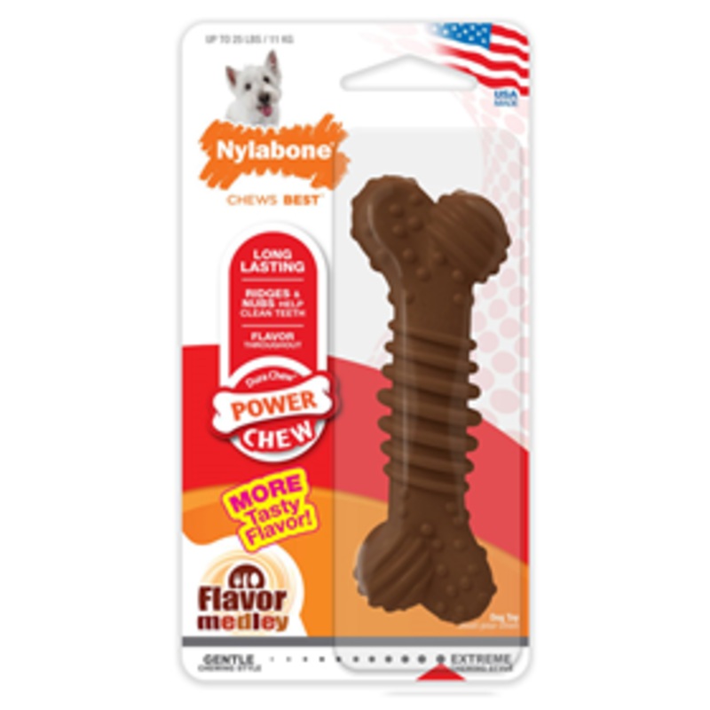 Nylabone Dura Chew Plus Chicken. Designed for powerful chewers, these non-edible dog chews have an irresistible chicken flavor with multiple textures to help clean your dog’s teeth and control tartar and plaque build-up. Available for poultry-lovin