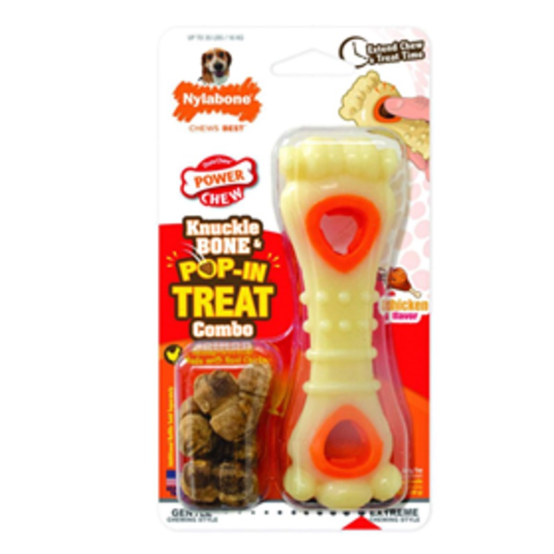 Nylabone Power Chew Knuckle Bone & Pop-In Treat Toy Combo
