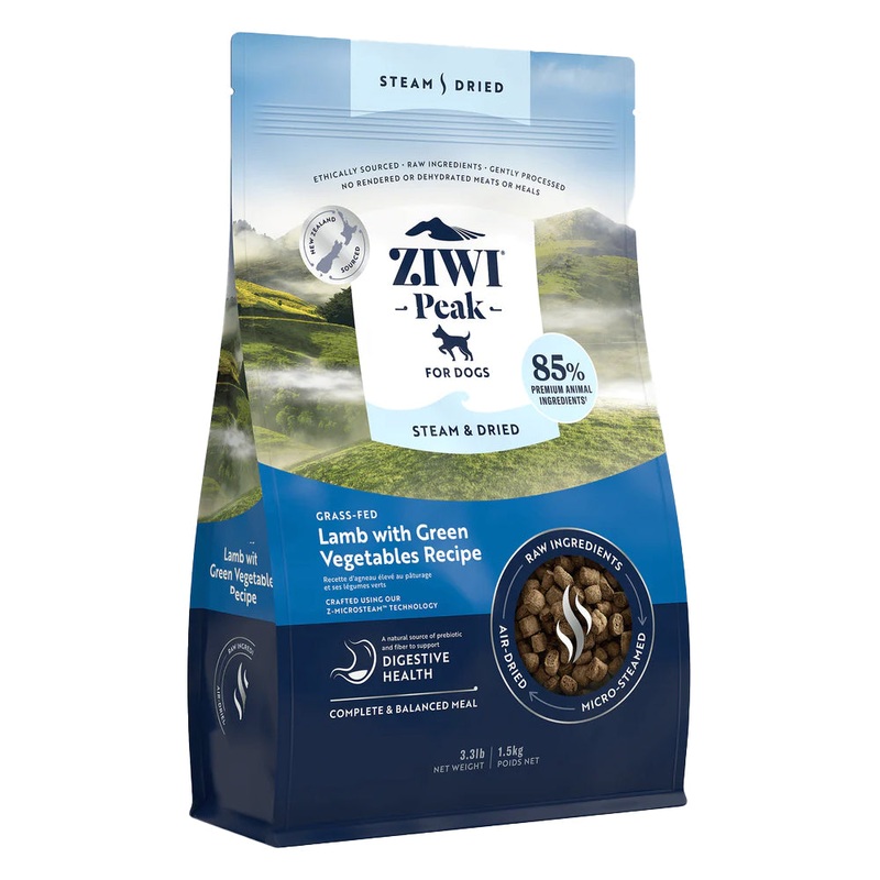 Ziwi Peak Steam & Dried Grass-Fed Lamb with Green Vegetables Dry Dog Food