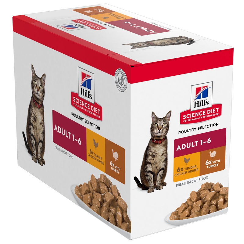 Hill’s Science Diet Adult Poultry Selection Variety Pouches Wet Cat Food 12pk