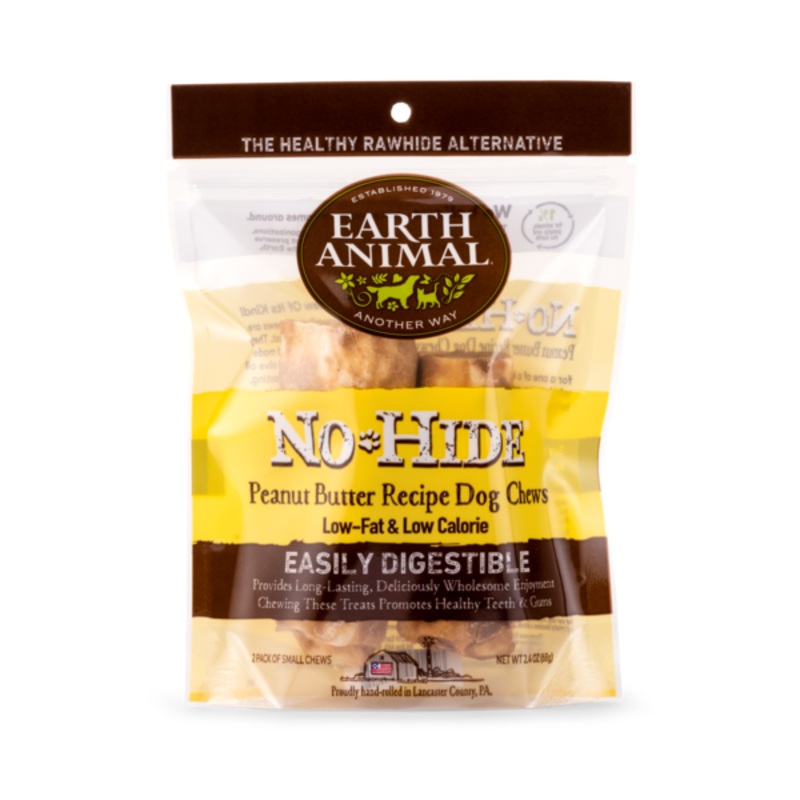 Earth Animal Peanut Butter No-Hide Wholesome Chews, Pack Of Two Chews