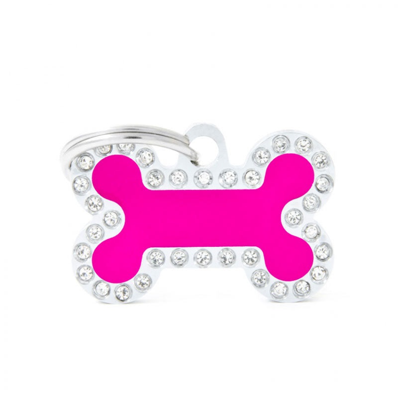 Glam Bone Pet ID Tag|Black|Fuchsia
