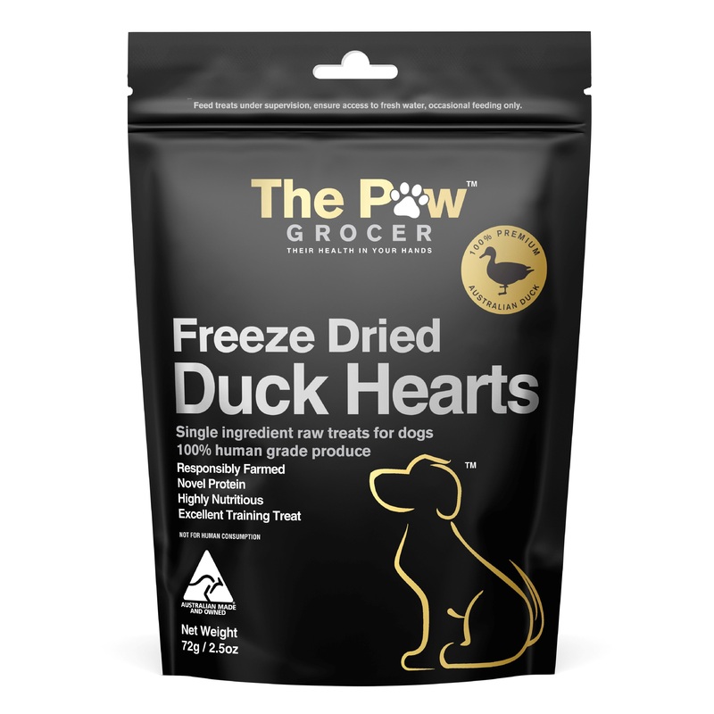 The Paw Grocer Black Label Dog and Cat Treat Duck Heart 72g