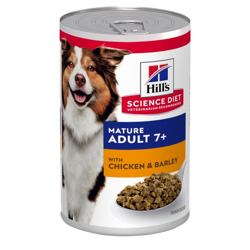 Hill’s Science Diet Adult 7+ Senior Chicken & Barley Canned Dog Food 370g x 12