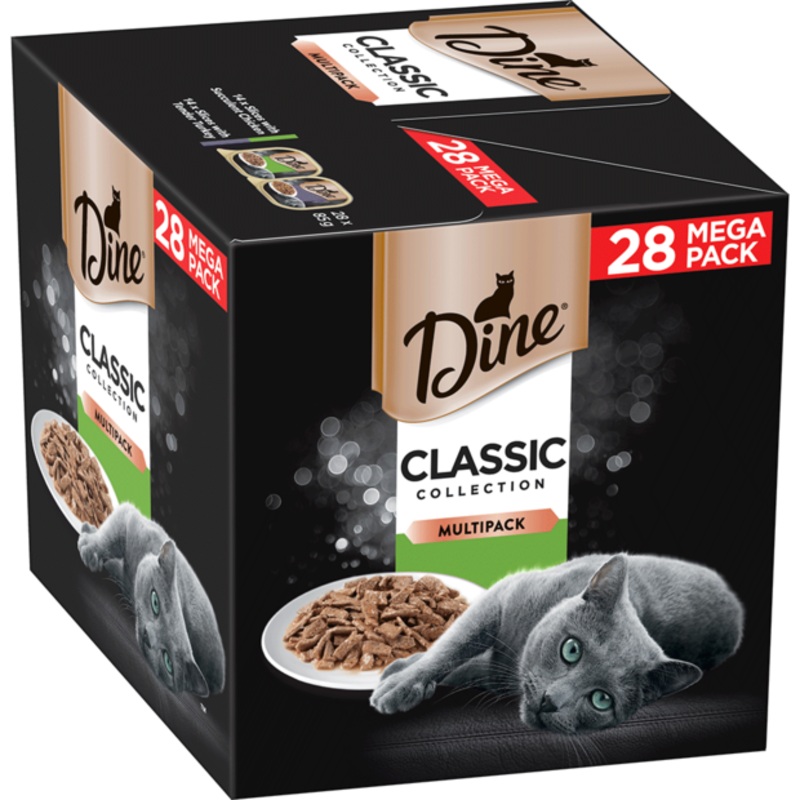 Dine Classic Collection Succulent Chicken and Tender Turkey Multipack Wet Cat Food 85g x 28