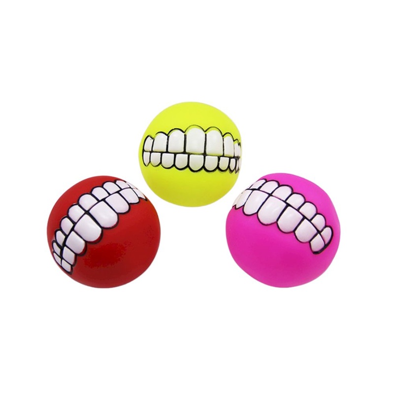 Squeaky Dog Toys – Funny Teeth Ball (Assorted Colours)