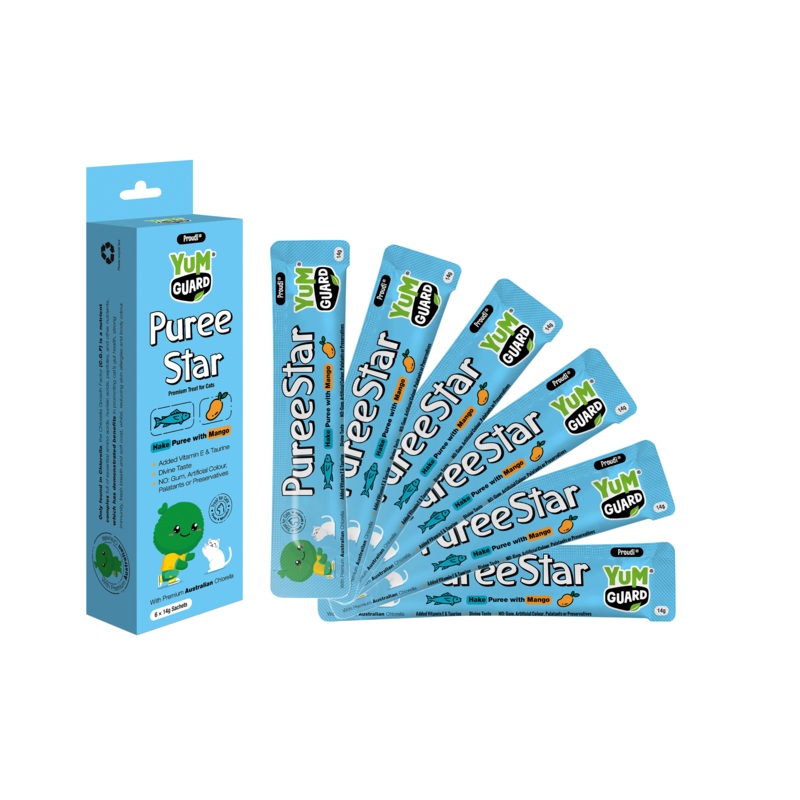 YumGuard Puree Star Hake & Mango Cat Treat 14g x 6