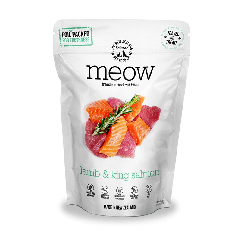Meow Freeze Dried Cat Bites – Lamb & King Salmon  50g