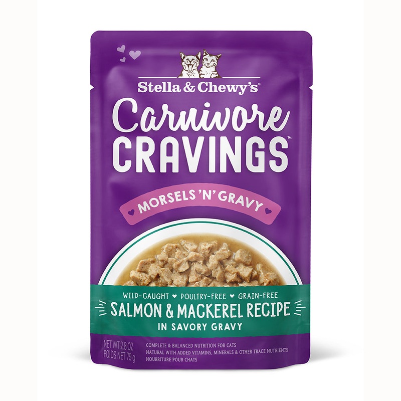 Stella & Chewy’s Cat Wet Food Carnivore Cravings Morsels’N’Gravy Salmon & Mackerel 2.8oz