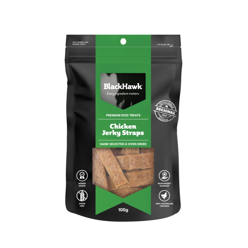 Black Hawk Chicken Jerky Straps Dog Treats 100g