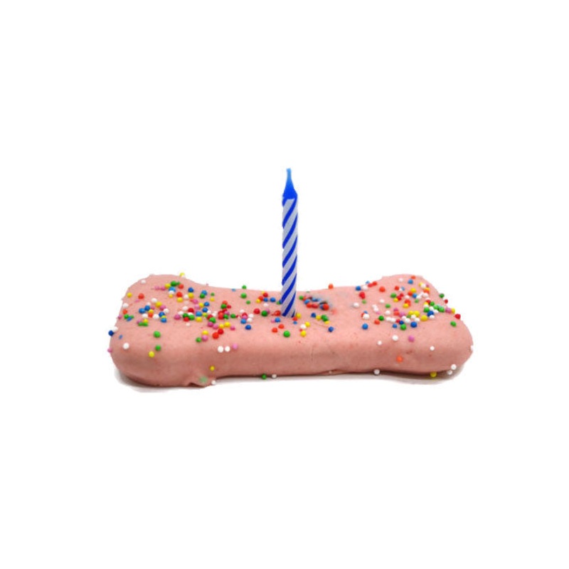 Doggy Fun Food Individual Birthday Bone Dog Treat Pink