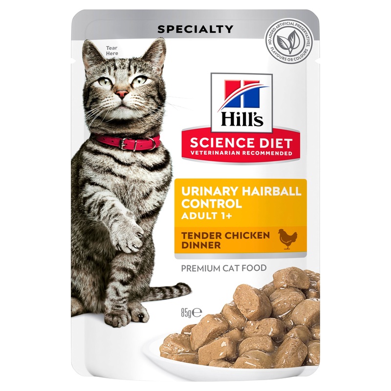 Hill’s Science Diet Adult Urinary Hairball Control Chicken Pouch Cat Food 85g x 12