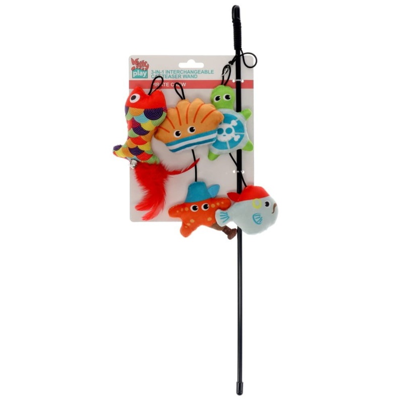 Kitty Play 3-in-1 Interchangeable Cat Teaser Wand – Pirate Crew