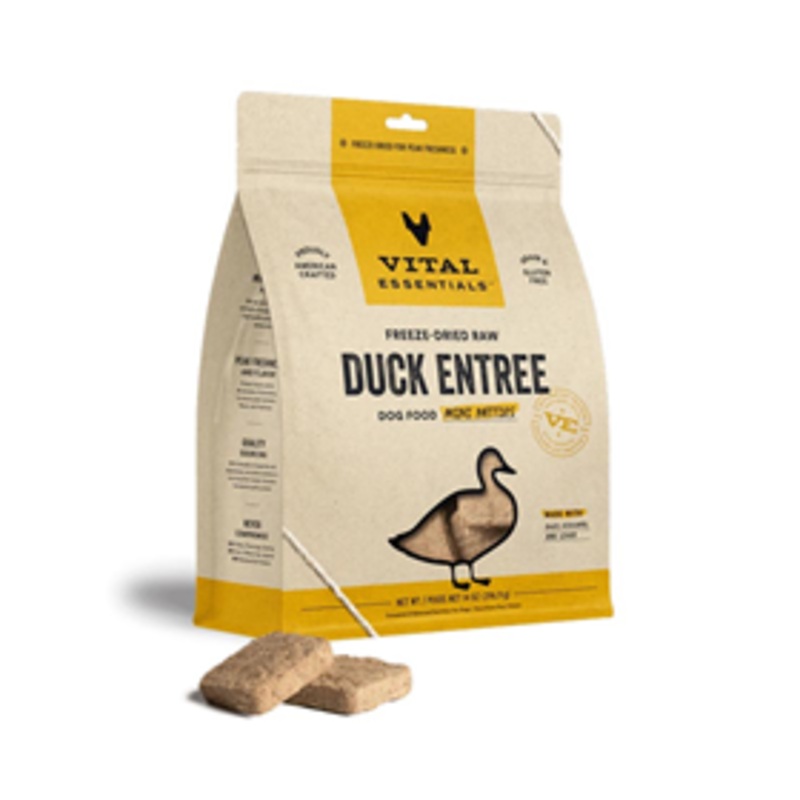 Vital Essentials Freeze-Dried Raw Duck Entree Dog Food Mini Patties 14 oz. Bag