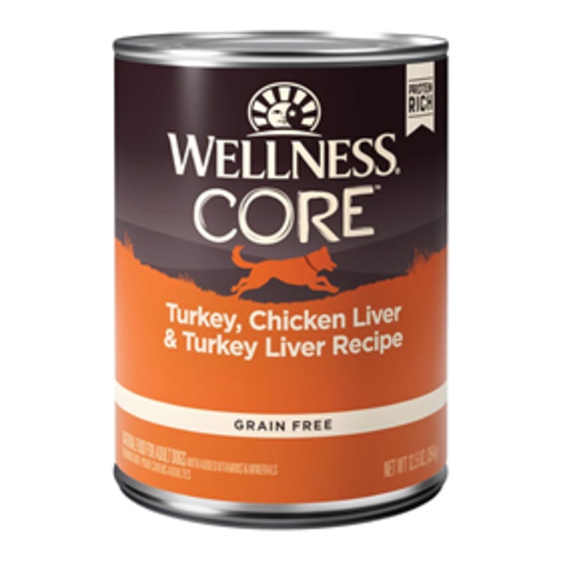 Wellness Core Grain Free Turkey, Chicken Liver & Turkey Liver Formula Canned Dog Food 12.5 oz.