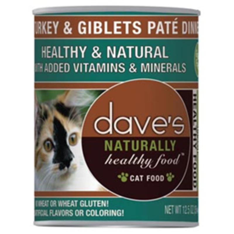 Daves Grain-Free Naturally Healthy Food Turkey & Giblets Dinner Can Food for Cats 12.5 oz
