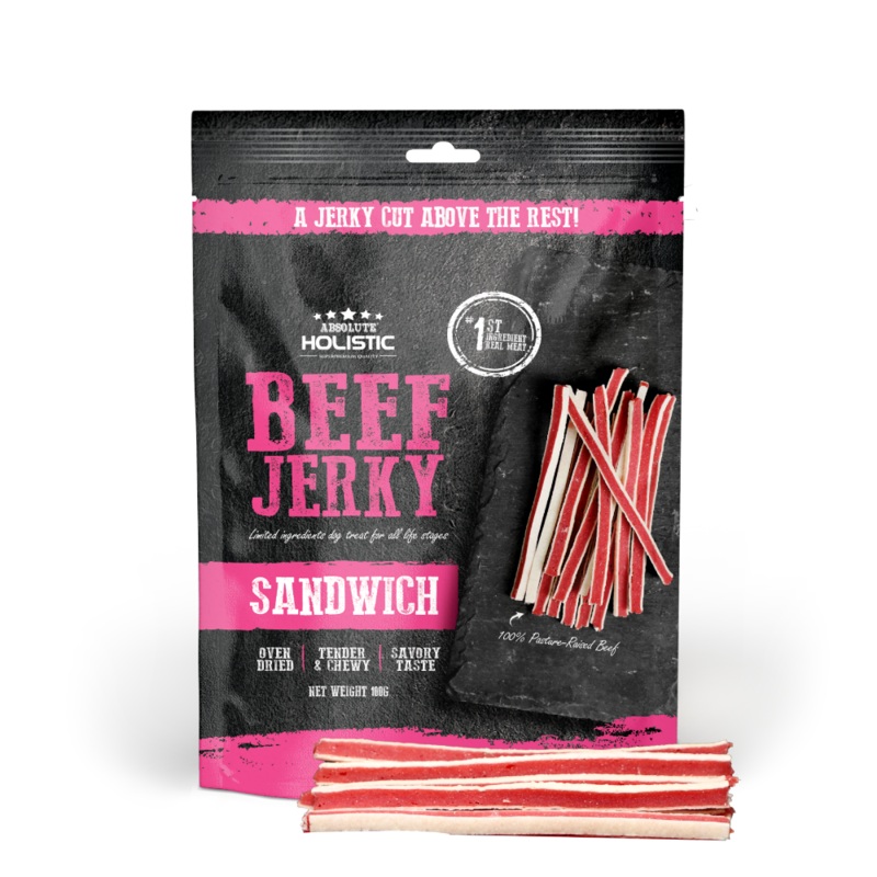 Absolute Holistic Dog Treats Beef Jerky Sandwich 100g