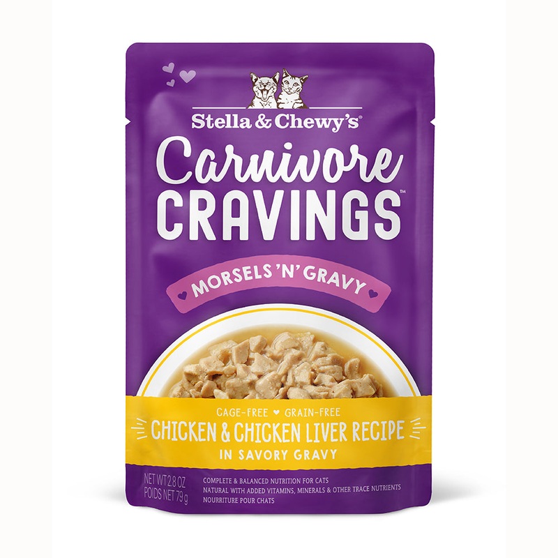 Stella & Chewy’s Cat Wet Food Carnivore Cravings Morsels’N’Gravy Chicken & Chicken Liver 2.8oz
