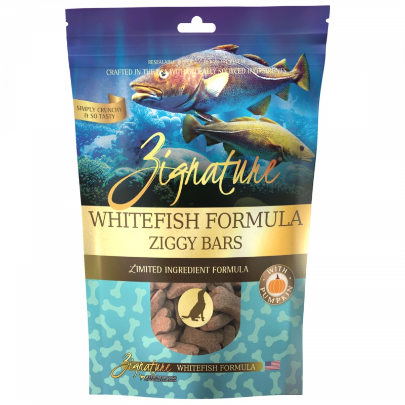 Zignature Zssential Ziggy Bars Whitefish Formula Dog Treats