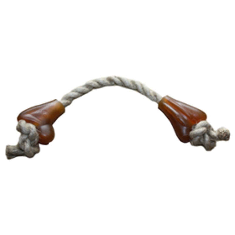 Indipets All Natural Rubber Bone With Jute Rope Dog Toy