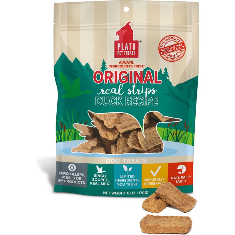 Plato All Natural Duck Strips Dog Treats