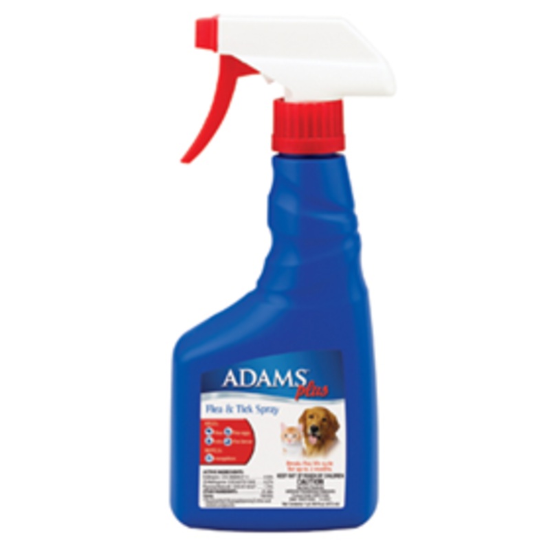 Adams  Plus Flea and Tick Spray With IGR. Kills fleas and ticks, repels mosquitoes, breaks the flea life cycle by preventing fleas from maturing and reproducing. Can be used on dog, cats, puppies and kittens 12 weeks or older. Use on pet bedding, ca