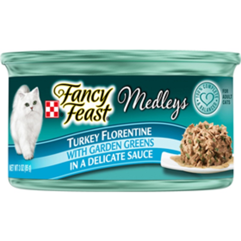 Fancy Feast Turkey Florentine with Garden Greens Cat Food 3oz
