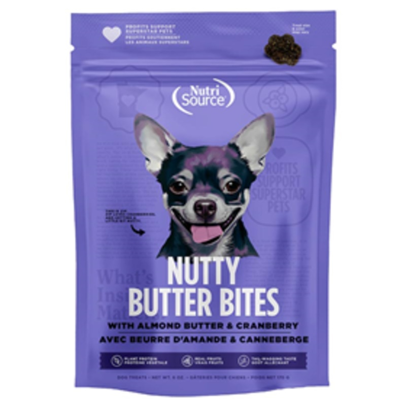 NutriSource Nutty Butter Bites Dog Treats with Almond Butter & Cranberry 6 oz