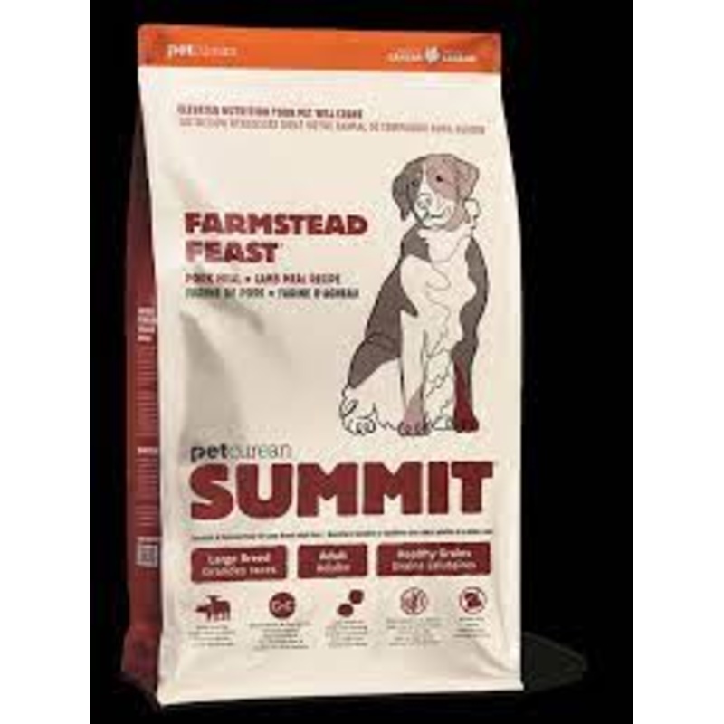 Petcurean Summit FARMSTEAD FEAST  PORK MEAL + LAMB MEAL RECIPE FOR LARGE BREED ADULT DOGS 25Lbs