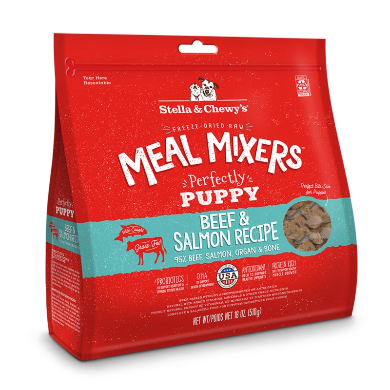 Stella & Chewy’s Dog Freeze-Dried Meal Mixers Perfectly Puppy – Beef & Salmon 18oz