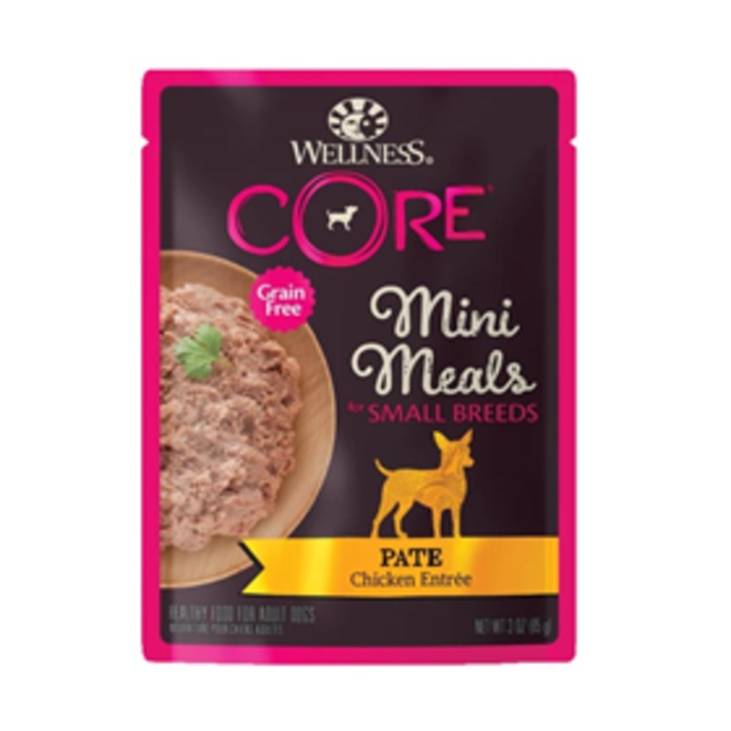 Wellness CORE Grain Free Mini Meals for Small Breeds Pate Chicken Entree 3 oz. Pouch