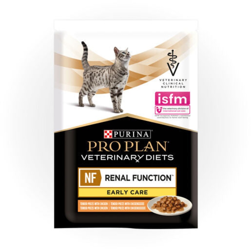 PRO PLAN Veterinary Diet Feline NF Renal Function Early Care Chicken Pouches Wet Cat Food 85g x 10