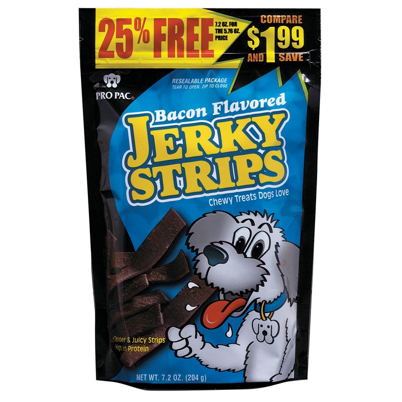 Pro Pac Bacon Flavored Jerky Strips Dog Treats