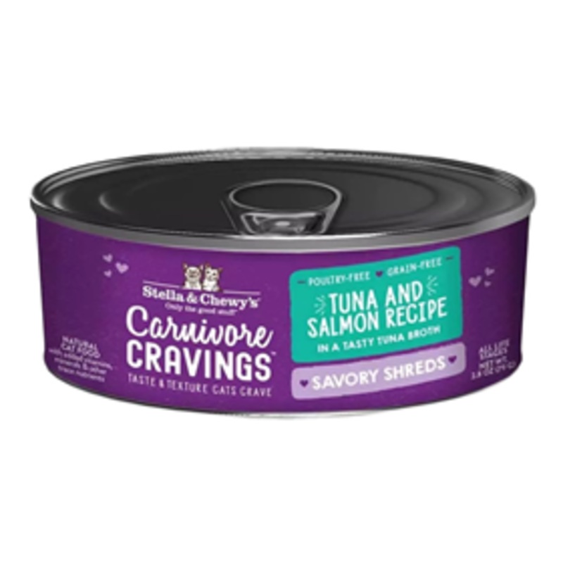 Stella & Chewy’s Carnivore Cravings Savory Shreds Tuna & Salmon Recipe