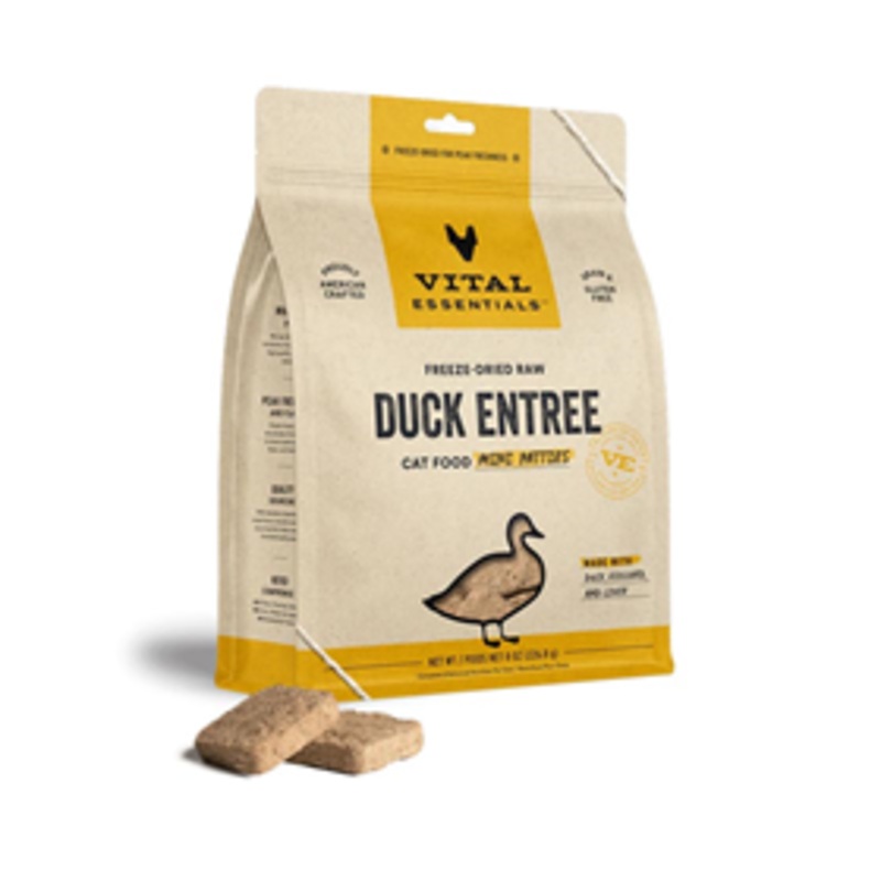 Vital Essentials Freeze-Dried Duck Entree Cat Food Mini Patties 8 oz.