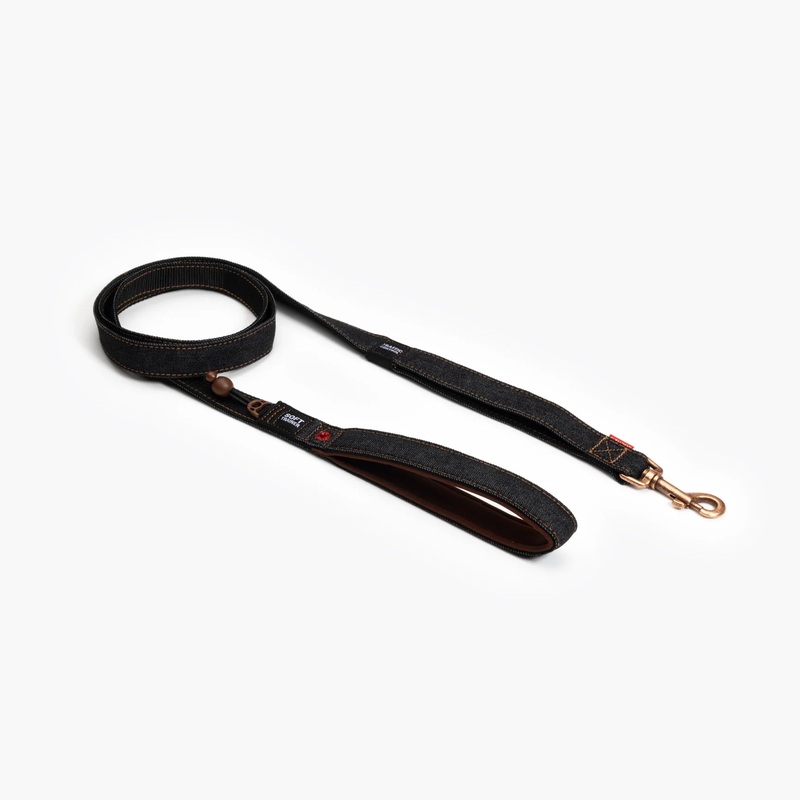 EzyDog Black Denim Soft Trainer Leash with Traffic Control