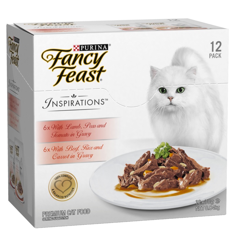 Fancy Feast Inspirations Beef And Lamb Adult Wet Cat Food 70g x 12