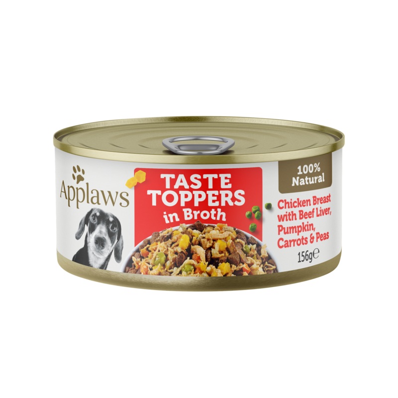 Applaws Taste Toppers Wet Dog Food Chicken Breast with Beef Liver & Veg 156g x 16