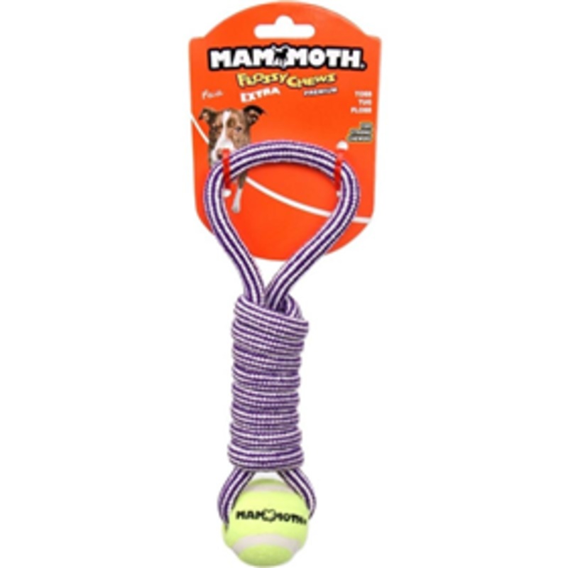 Mammoth Flossy Chews Premium EXTRA Twister Pull Tugs with Tennis Balls