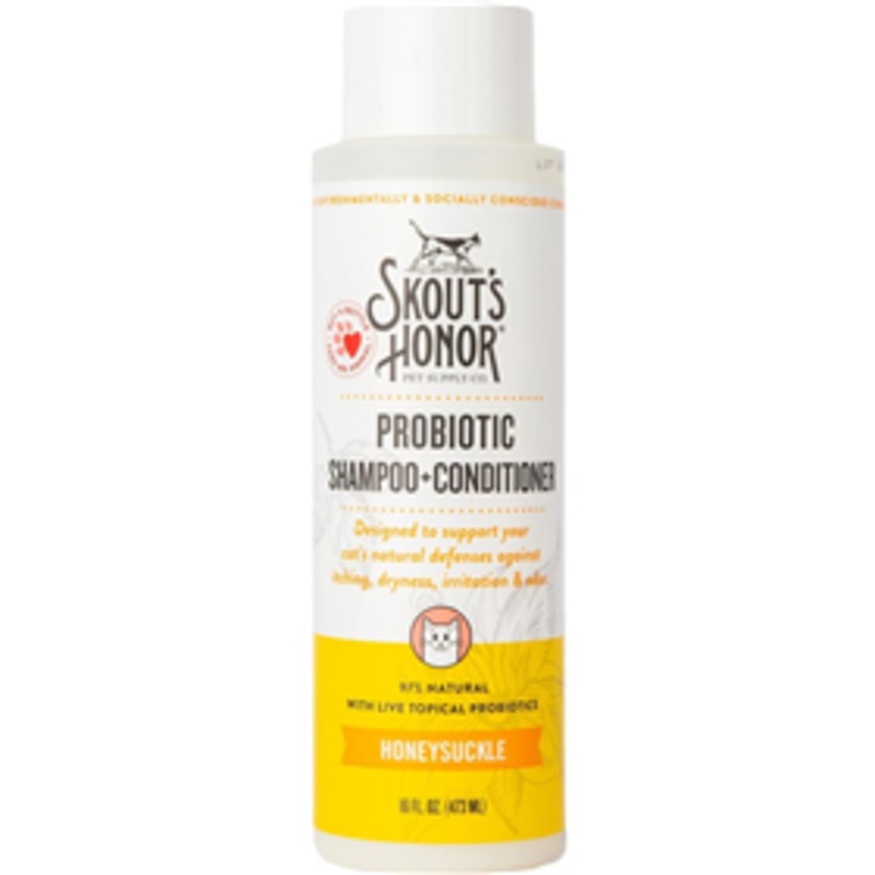 Skout’s Honor Probiotic Shampoo + Conditioner for Cats Honeysuckle Scent 16 oz