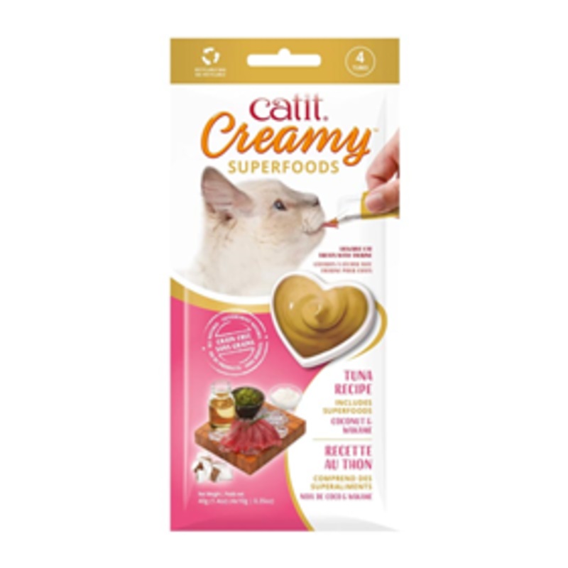 Catit Creamy Superfoods Tuna with Coconut & Wakame Treat for Cats 4pk