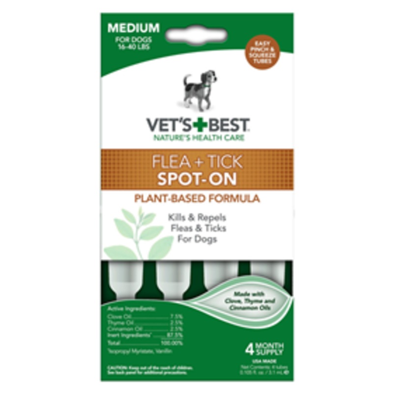 Vets + Best Flea & Tick Spot-On Medium For Dogs 16-40 lbs 4 ct