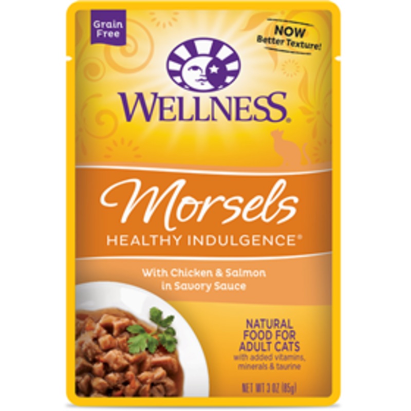 Wellness Healthy Indulgence Morsels Chicken & Salmon In Savory Sauce Cat Food 3 oz.