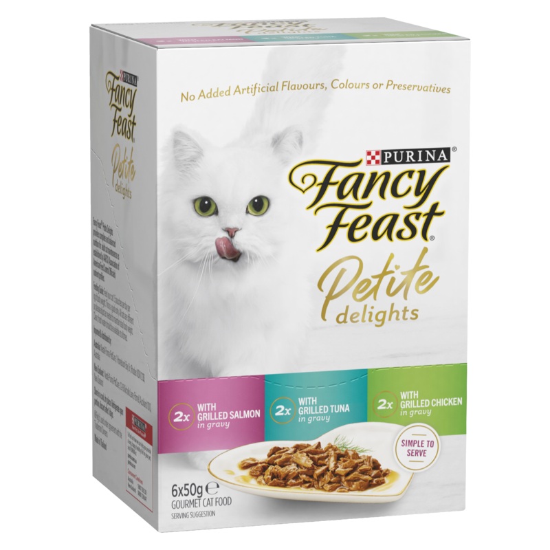 Fancy Feast Petite Delights Salmon Tuna Chicken  Variety Pack Adult Wet Cat Food 50g x 6